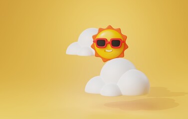 Sunny Day and Cloudy Sky. 3D Render