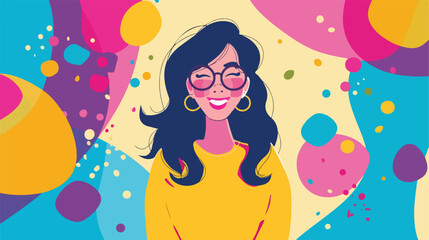 Obraz na płótnie Canvas Happy woman cartoon design Girl female person people