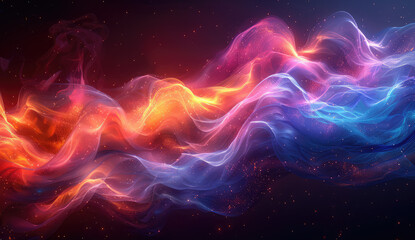 A colorful smoke or flame background, vector illustration, colorful fire and ice background, dark blue background. Created with Ai