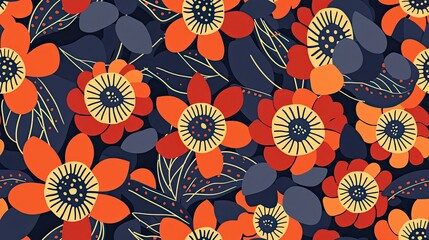 seamless pattern of whimsical flower backgrounds illustrations