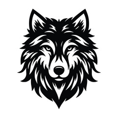 wolf head face logo vector illustration minimalist design template. also can use for t- shirt, emblem, tattoo and more