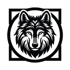 wolf head face logo vector illustration minimalist design template. also can use for t- shirt, emblem, tattoo and more