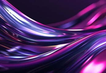 Abstract Vibrant Neon Waves on a Dark Background - Modern Digital Art Illustration