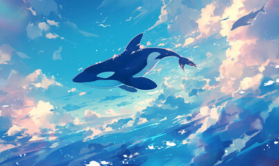 whale background-generative ai