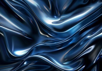 Mesmerizing Blue Satin Waves Texture as Luxurious Abstract Background