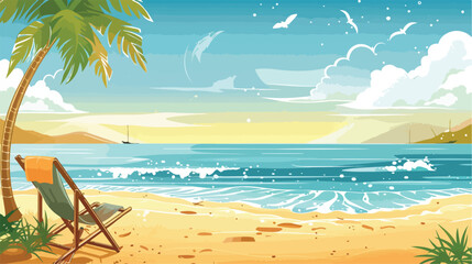 Invited vacation on the beach over landscape backgroundd