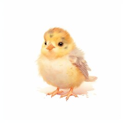 Obraz premium A cute baby chicken with a fluffy yellow body and big black eyes.