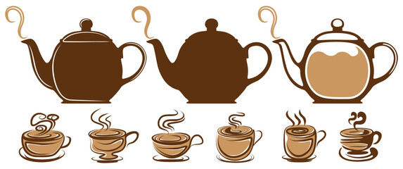 set vintage coffee pot icon. coffee cup logo design vector illustration