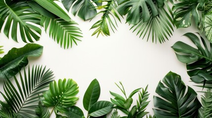 Collection of tropical leaves  foliage plant in green color with space clean isolated background