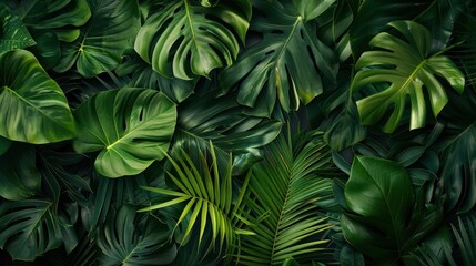 Collection of tropical leaves  foliage plant in green color with space clean isolated background
