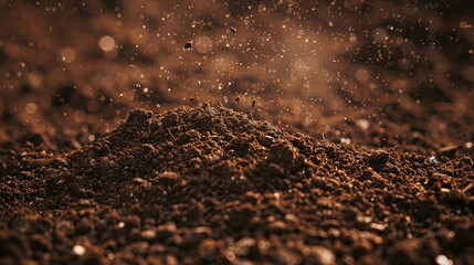 Closeup of brown soil and dirt as a symbol for agriculture and gardening