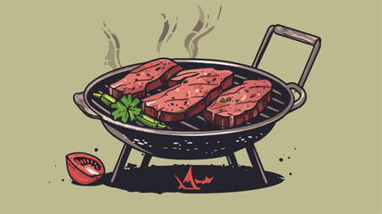 Isolated grill and meat design Vector stylee vector design