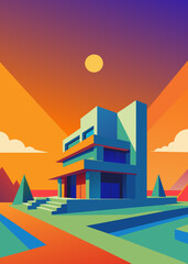 Naklejka premium Architecture in the form of brutalism