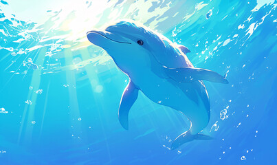 dolphin in the sea-generative ai