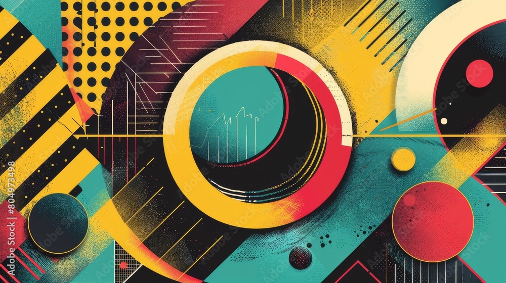 Wall mural a vibrant abstract art with geometric shapes and dynamic patterns