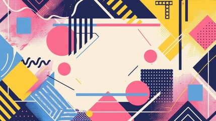 A vibrant mix of geometric shapes and dynamic patterns