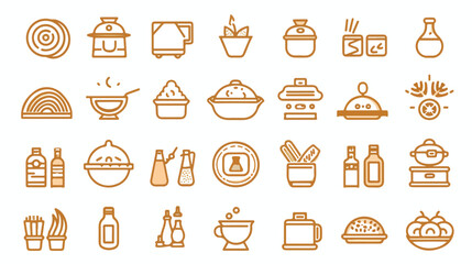 Line stylee icon set design Cook kitchen Eat food rest