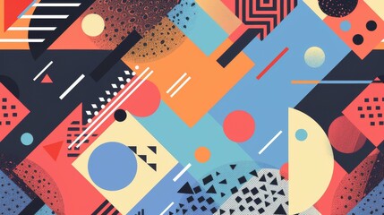 Abstract geometric shapes and patterns in a colorful design