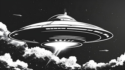 Flying saucer logo. Isolated flying saucer on white background