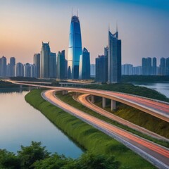 Fototapeta premium country skyline at sunset
