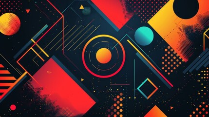 Vibrant geometric shapes in a dynamic abstract composition