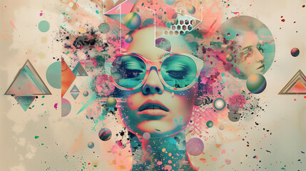 Creative Portrait with Vibrant Colors and Artistic Elements