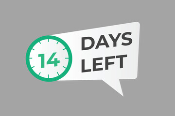 14 days to go countdown template. 14 day Countdown left days banner design. 14 Days left countdown timer
