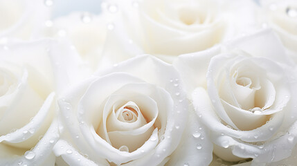 Soft focus, Close up beautiful white rose with water drops background texture.