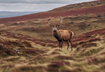 A view of a Red Deer in the mountains