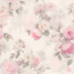 Pink rose, floral print, Continuous in four directions