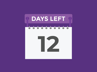 12 days to go countdown template. 12 day Countdown left days banner design. 12 Days left countdown timer
