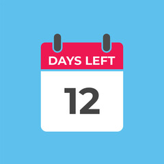 12 days to go countdown template. 12 day Countdown left days banner design. 12 Days left countdown timer
