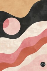 Obraz premium Abstract japandi and scandinavian style print soft tones and shapes conveying a sense of tranquility and beauty. Great as product design for posters, home interior