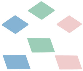 Colorful squares (rhombus, parallelogram) (blue, green, pink),PNG