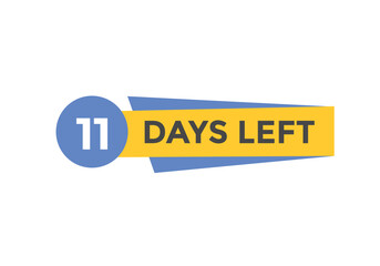 11 days to go countdown template. 11 day Countdown left days banner design. 11 Days left countdown timer
