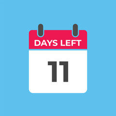 11 days to go countdown template. 11 day Countdown left days banner design. 11 Days left countdown timer
