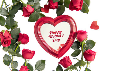 Celebrating Mom with a Heart Photo Frame Isolated on Transparent Background PNG.