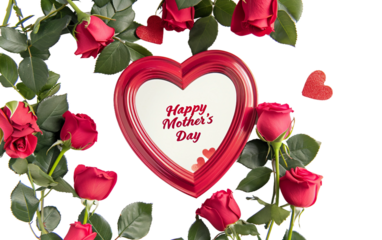 Celebrating Mom with a Heart Photo Frame Isolated on Transparent Background PNG.