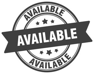 available stamp. available label on transparent background. round sign