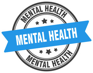 mental health stamp. mental health label on transparent background. round sign