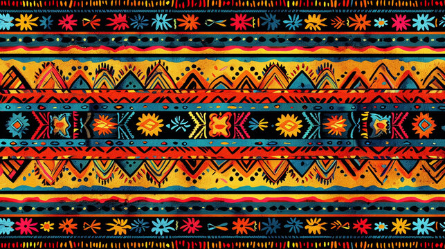 Ethnic pattern. African blanket colorful texture. Yellow background. 