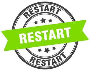 restart stamp. restart label on transparent background. round sign