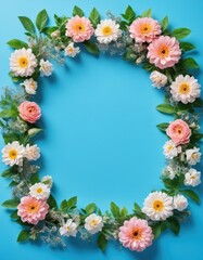 Fototapeta premium frame of flowers and leaves