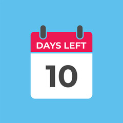 10 days to go countdown template. 10 day Countdown left days banner design. 10 Days left countdown timer
