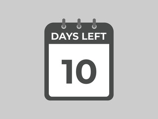 10 days to go countdown template. 10 day Countdown left days banner design. 10 Days left countdown timer
