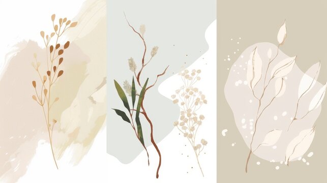 Abstract japandi and scandinavian style print soft tones and shapes conveying a sense of tranquility and beauty. Great as product design for posters, home interior