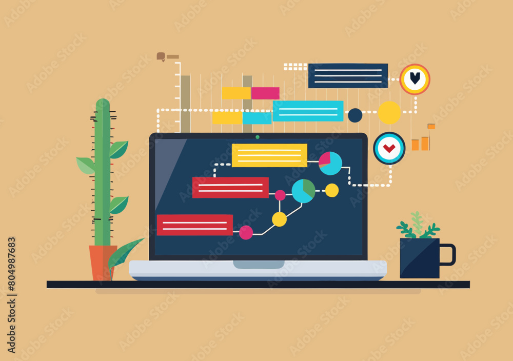 Poster project management software gantt chart - development schedule planning, budget & resource allocatio