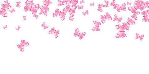 Magic pink butterflies abstract vector illustration. Spring beautiful insects. Wild butterflies abstract children wallpaper. Gentle wings moths patten. Fragile creatures.