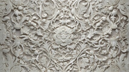 Elegant white floral bas relief pattern with a vintage feel