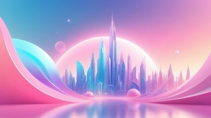 Abstract background with futuristic city landscape.